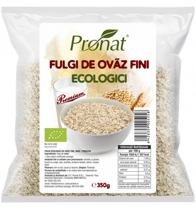 Fulgi de ovaz fini BIO - 350g Pronat [1]