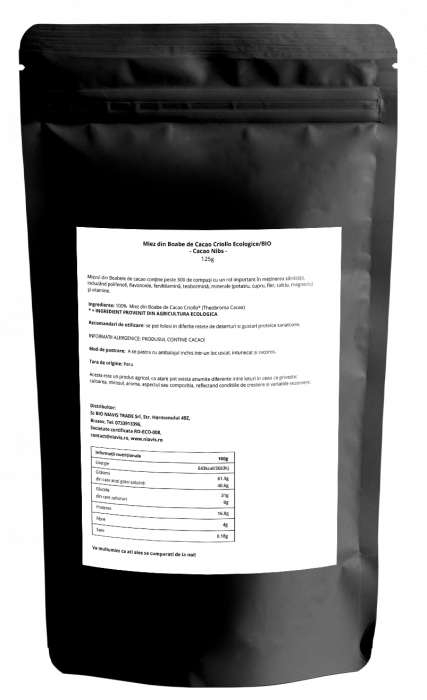 Miez din Boabe de Cacao Ecologice/BIO 125g Niavis [2]