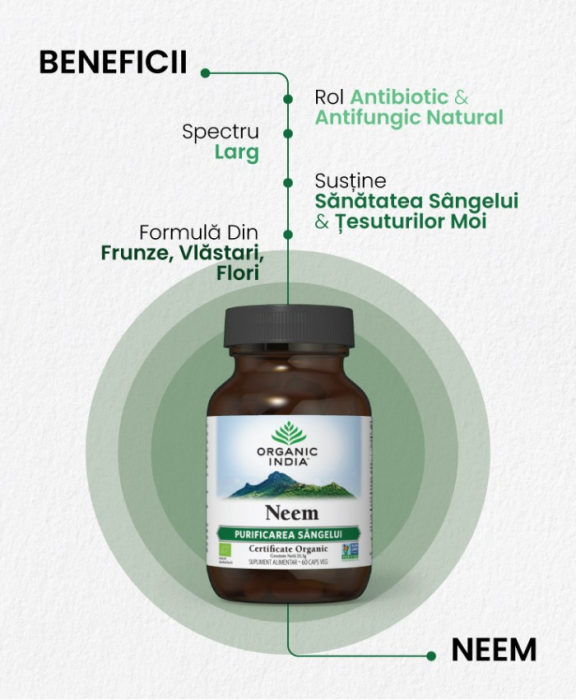 Neem - Antibiotic Natural 60 caps Organic India  [2]