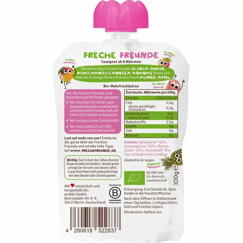 Piure de mere, guava, mango si ananas BIO 100gr Erdbar [2]