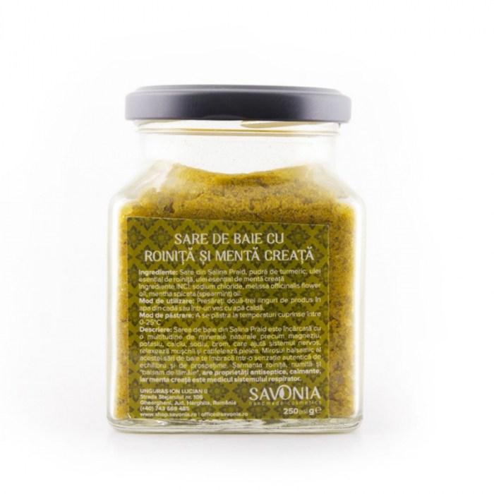 SARE DE BAIE CU ROINITA SI MENTA CREATA 250G Savonia [2]