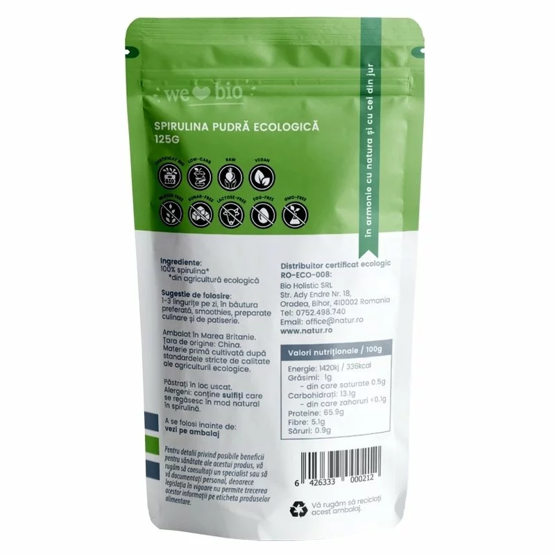 Spirulina pudra raw Bio 125gr Obio [2]