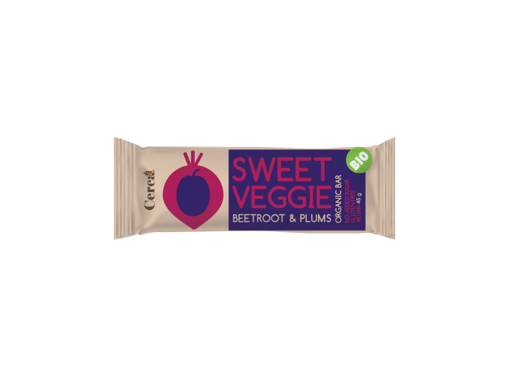 Baton SWEET VEGGIE sfecla cu prune bio, vegan, fara gluten - 45g Cereabar [1]