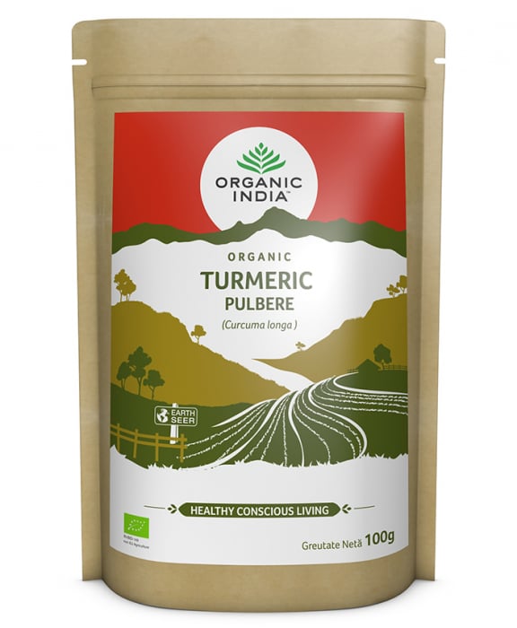 Turmeric Pulbere 100% Certificată Organic Fără Gluten 100g Organic India  [1]