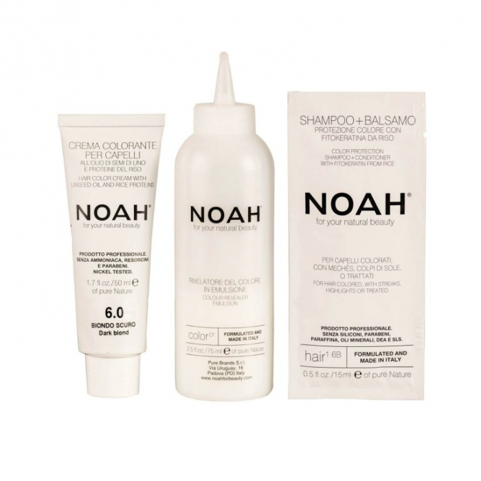 Vopsea de par naturala fara amoniac Blond Inchis 6.0 Noah [5]