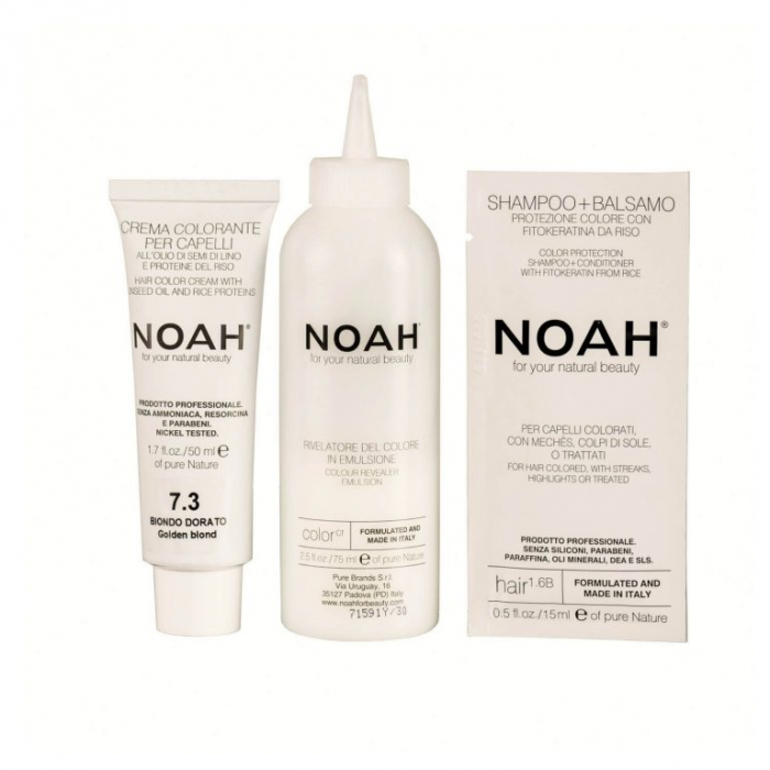 Vopsea de par naturala fara amonic Blond Auriu 7.3 Noah [5]