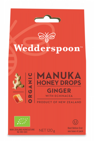 Alimentare - Bomboane (Dropsuri) cu Miere de Manuka, Ghimbir si Echinacea eco 120g Wedderspoon