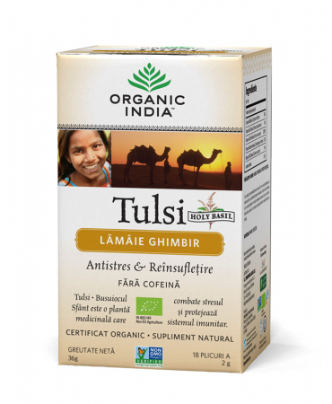 Ceai Tulsi Lamaie Ghimbir 18 dz Organic India  [1]