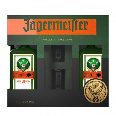 LICHIOR - Jägermeister 35% 2x0.5L + 2 Glasses