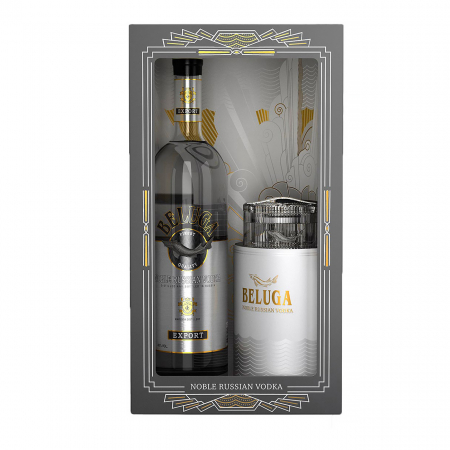 Beluga Vodka Pack with glasses   1L 40% [1]