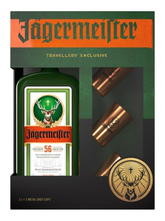 LICHIOR - Jägermeister + 3 Metal Shot Cups 35% 1L