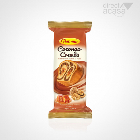 Cozonaci - Cozonac Cremos cu cremă de caramel și nuci 550g