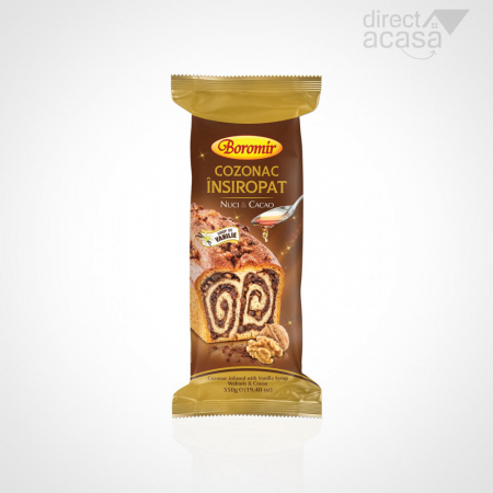 Cozonaci - Cozonac Însiropat cu sirop de vanilie - nuci și cacao 550G