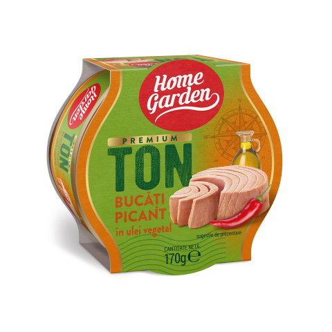 Conserve carne si peste - HOME GARDEN TON BUCATI PICANT IN ULEI VEGETAL 170G