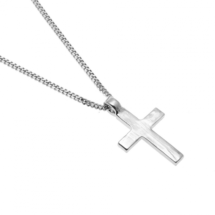 Lantisor Colier Cruce argintie cu cristale [2]