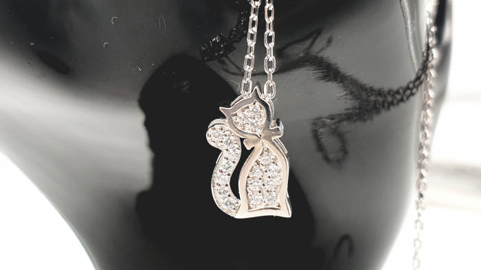 Colier Argint Pisica Decorat Cu Pietre Zirconia Swarovski [2]