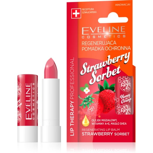 Balsam De Buze Eveline Cosmetics Lip Therapy Proffesional Regenearting Lip Balm Strawberry Sorbet [1]