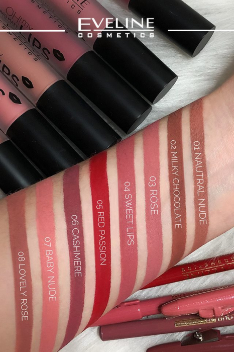Set Ruj Lichid Mat Si Creion Contur Eveline Cosmetics Oh! My Lips [2]