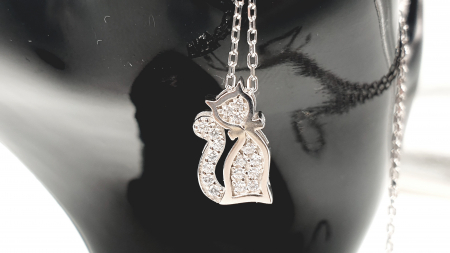 Colier Argint Pisica Decorat Cu Pietre Zirconia Swarovski [1]