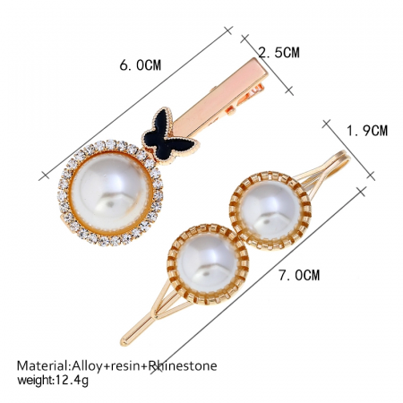 Set 2 clame agrafe de par cu perle cristale si fluture [1]