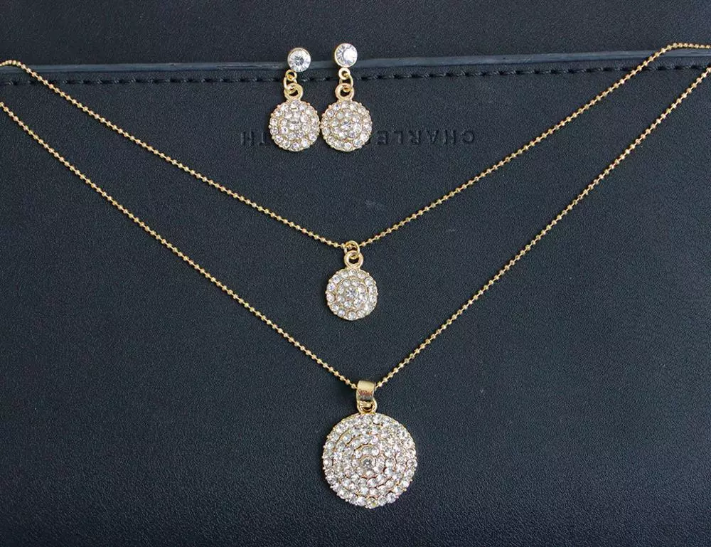 Seturi - Set colier dublu cu cercei decorati cu cristale