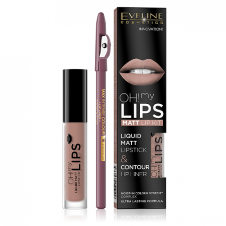 Set Ruj Lichid Mat Si Creion Contur Eveline Cosmetics Oh! My Lips [3]