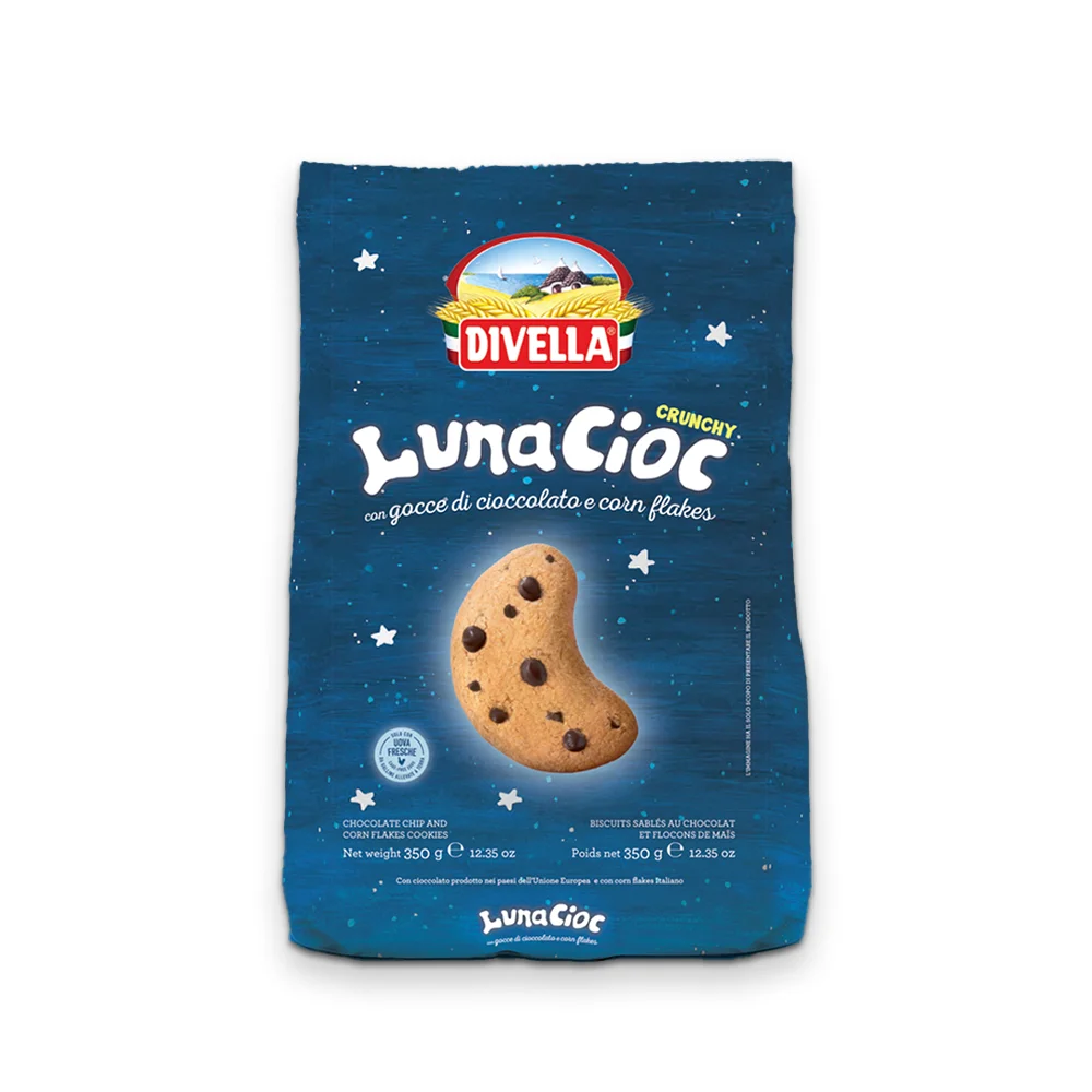 Divella Biscuiti LunaCioc cu Fulgi de Ciocolata si Corn Flakes 350gr [1]