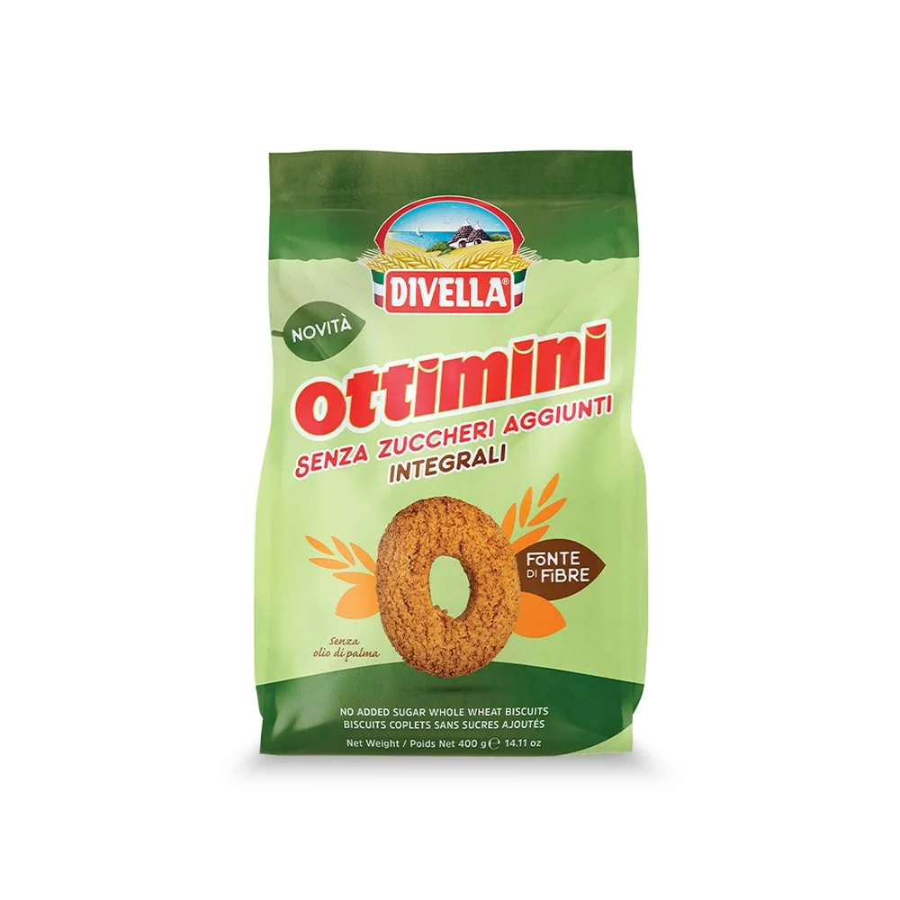 Fără adaos de zahăr - Biscuiți Ottimini Integrali fără zahăr 400g Divella