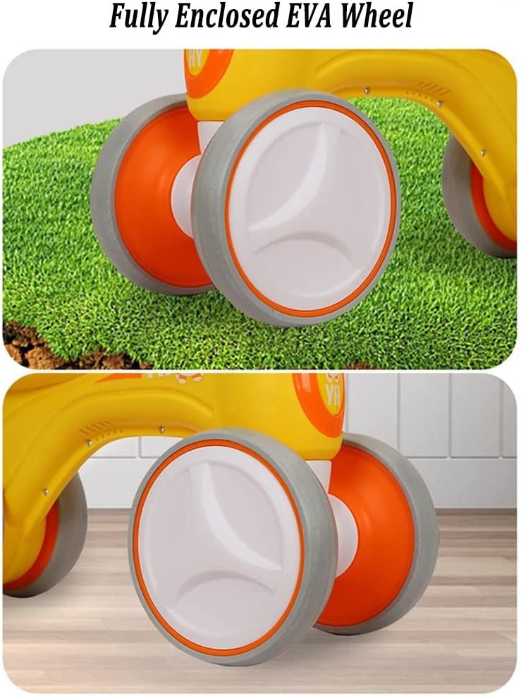 Bicicleta copii 1-3 ani fara Pedale cu Muzica Lumini si 4 Roti GALBEN [4]