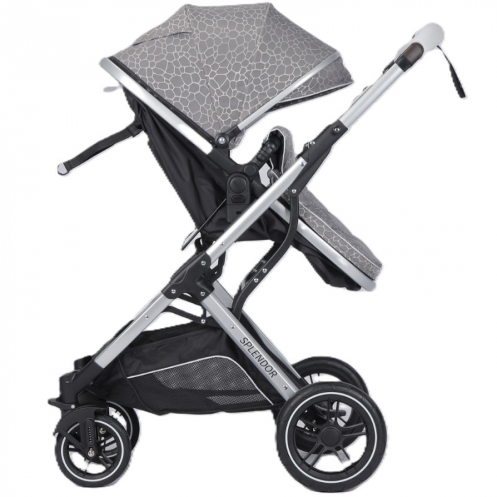 Carucior multifunctional 2 in 1, suspensii, roti EVA, maner reversibil, parasolar, Splendor SPH31GRI (gri) [2]