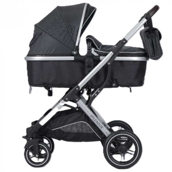 Carucior multifunctional 2 in 1, suspensii, roti EVA, maner reversibil, parasolar, Splendor SPH31NEGRU (negru) [2]