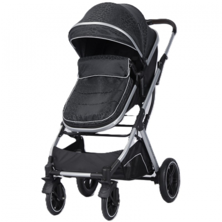 CARUCIOARE COPII - Carucior multifunctional 2 in 1, suspensii, roti EVA, maner reversibil, parasolar, Splendor SPH31NEGRU (negru)