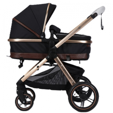 CARUCIOARE COPII - Carucior multifunctional 2 in 1, suspensii, roti EVA, maner reversibil, parasolar, Splendor SPX2NEGRU (negru)