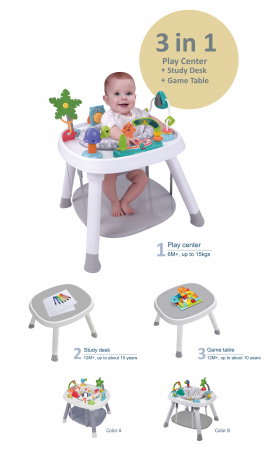 CAMERA COPILULUI - Centru de activitati 3 in 1, Scaun rotativ si jucarii,Masa de studiu si Masa cu blat pentru asamblare lego,JOLLY KIDS , PJ002, 6 luni+