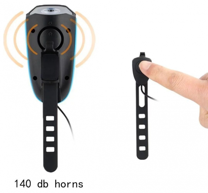 Far LED cu Claxon pentru Trotineta Electrica – Incarcare USB, 3 Moduri, 1200mAh [2]