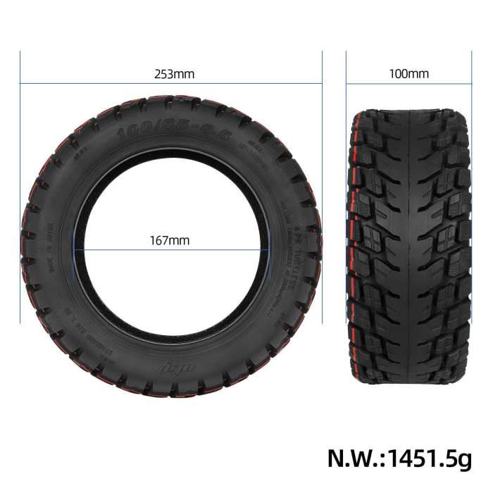 Cauciuc Tubeless cu Gel 100/65-6.5 pentru Trotinetă Electrică (11 inch Anti-Pană) [3]