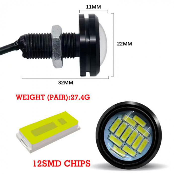 Set 2 Lumini LED Eagle Eye Alb pentru Trotineta Electrica [2]