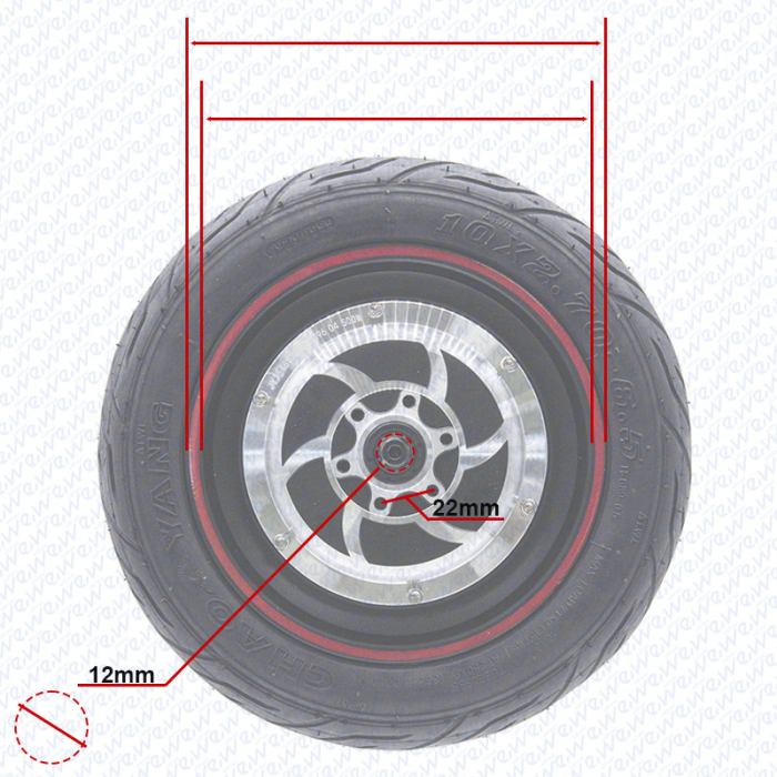 Roata cu motor 10 inch 500W (Max. 800w) - anvelopa Chaoyang tubeless 10A 2.7-6.5 Trotineta Electrica [4]