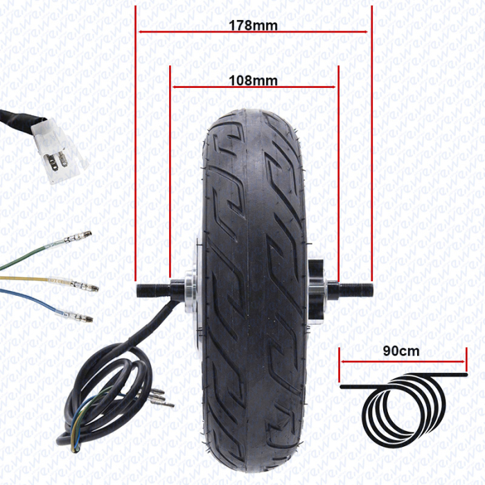 Roata cu motor 10 inch 500W (Max. 800w) - anvelopa Chaoyang tubeless 10A 2.7-6.5 Trotineta Electrica [5]
