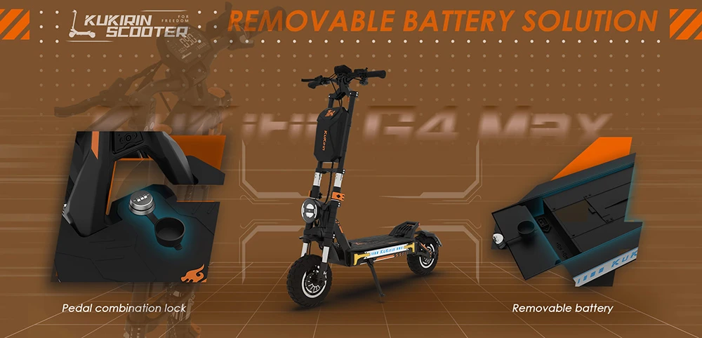 Trotineta electrica de teren KuKirin G4 Max – 2 motoare de 1600W, baterie 60V 35,2Ah, viteza maxima 86 km/h, autonomie 95 km, anvelope 12 inch, frane hidraulice, IP54 – Negru [15]