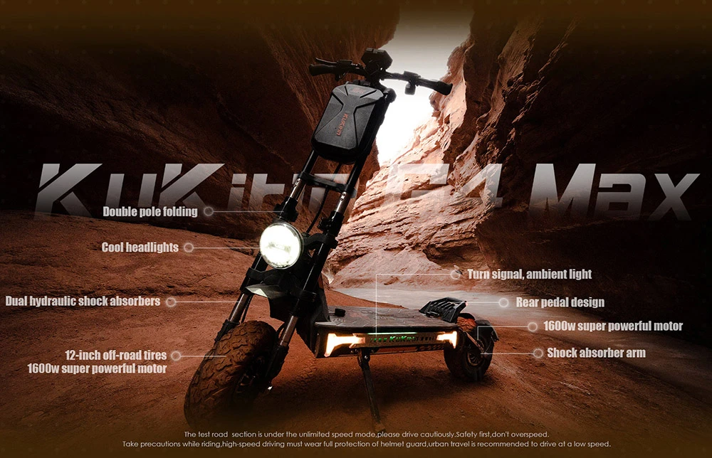 Trotineta electrica de teren KuKirin G4 Max – 2 motoare de 1600W, baterie 60V 35,2Ah, viteza maxima 86 km/h, autonomie 95 km, anvelope 12 inch, frane hidraulice, IP54 – Negru [13]