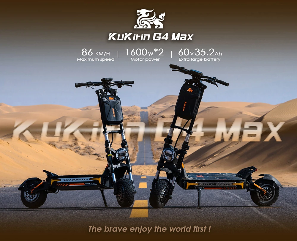 Trotineta electrica de teren KuKirin G4 Max – 2 motoare de 1600W, baterie 60V 35,2Ah, viteza maxima 86 km/h, autonomie 95 km, anvelope 12 inch, frane hidraulice, IP54 – Negru [11]