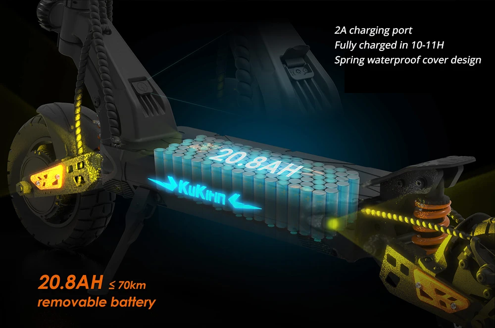 Trotineta electrica KuKirin G2 Master 2025– Motoare duble de 1000W, Baterie 52V 20.8Ah, Viteza maxima 60 km/h, Anvelope off-road de 10 inch, Frane pe disc si Amortizoare hidraulice [11]