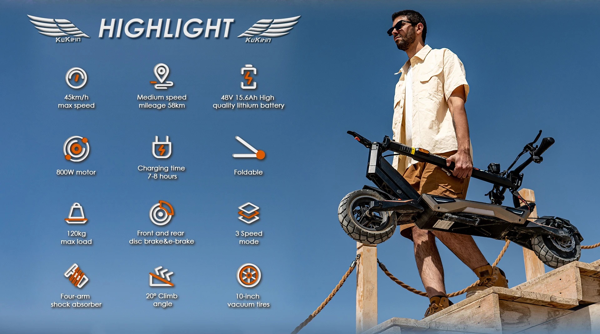 Trotineta Electrica Kukirin T3 - Motor 800W, Baterie 48V 15.6Ah, Roti 10 Inch [12]