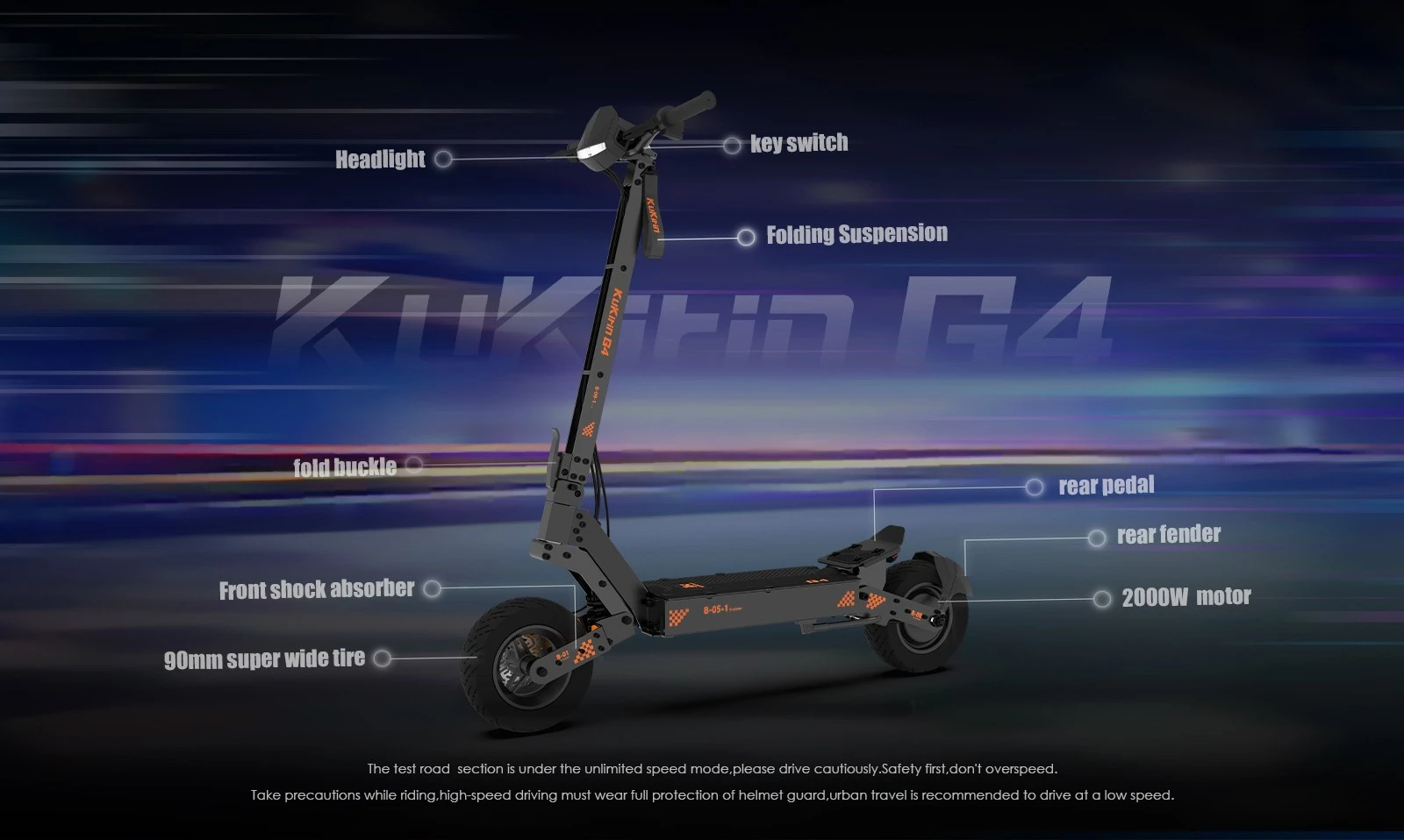 Trotineta Electrica Off-Road KuKirin G4 2025  – Motor 2000W, Baterie 60V 20Ah, Viteza Maxima 70 km/h, Autonomie Pana la 75 km, Anvelope de 11 inch [12]