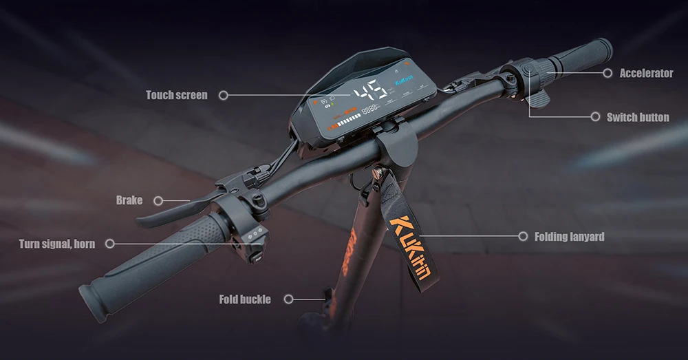 Trotineta Electrica Pliabila Kukirin G2 2025 - Motor 800W, Baterie 48V 15Ah, Viteza Max. 45 km/h, Autonomie 55 km, Anvelope 10 inch, Frane cu Disc, Ecran Tactil, Negru [13]