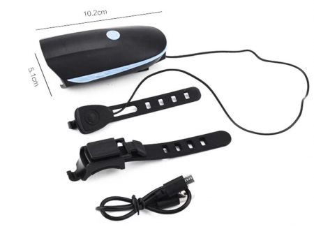 Lumini - Far LED cu Claxon pentru Trotineta Electrica – Incarcare USB, 3 Moduri, 1200mAh