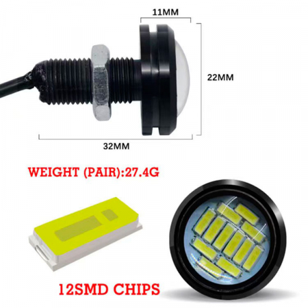 Set 2 Lumini LED Eagle Eye Alb pentru Trotineta Electrica [1]