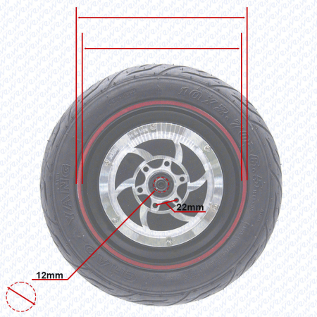 Roata cu motor 10 inch 500W (Max. 800w) - anvelopa Chaoyang tubeless 10A 2.7-6.5 Trotineta Electrica [3]