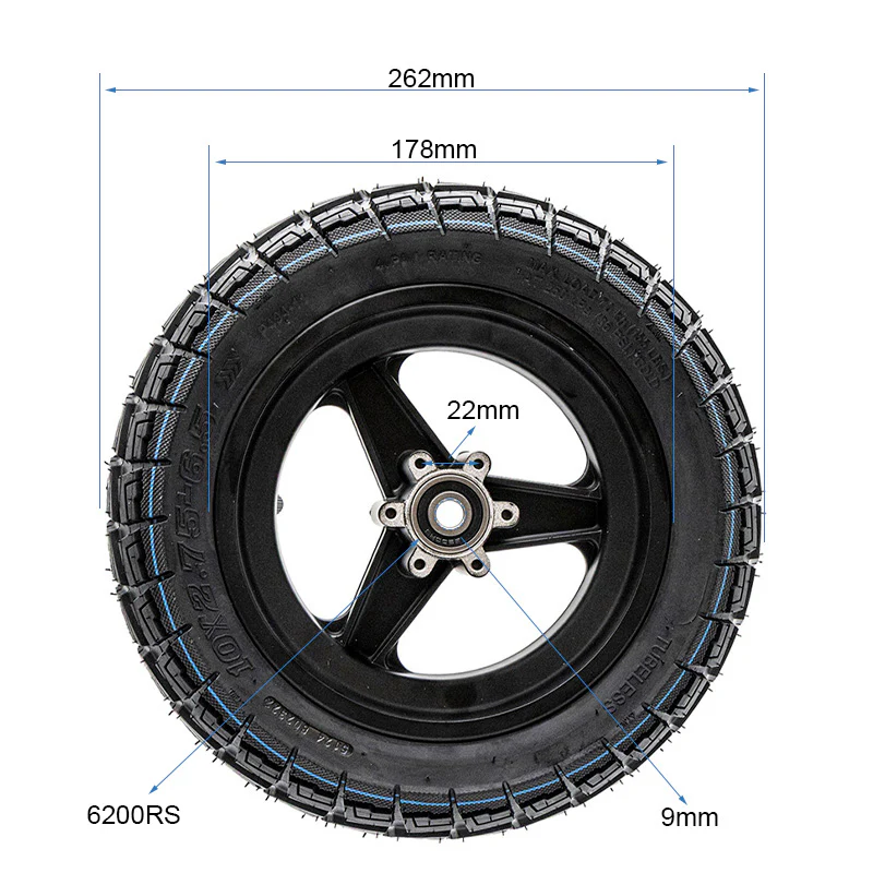 Roata Completa 10x2.75-6.5 – Janta + Cauciuc Tubeless pentru Trotinete Electrice KUKIRIN G2/G3 [3]